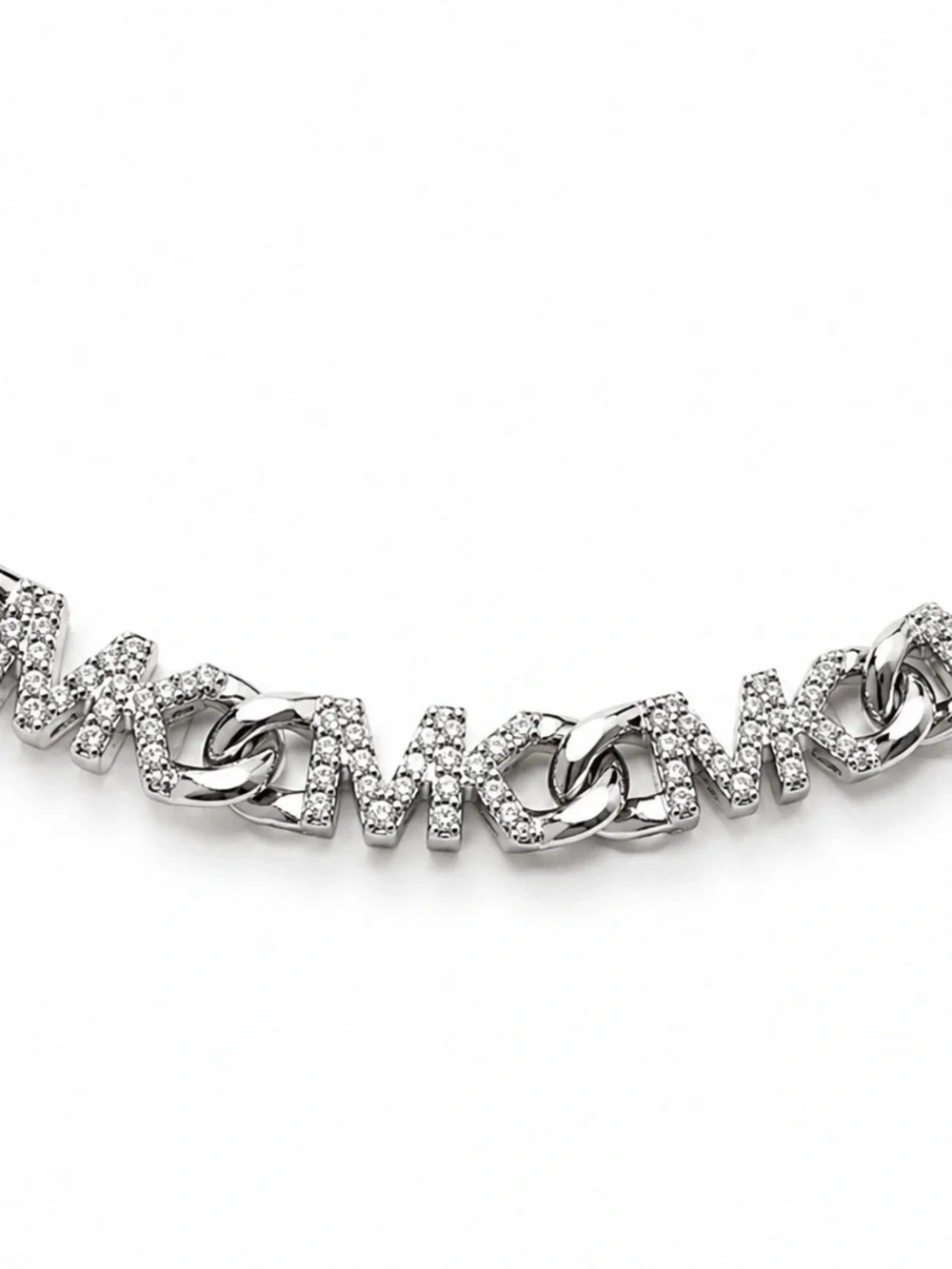Michael Kors Silver Crystal-Embellished 16’ Necklace Retail $325